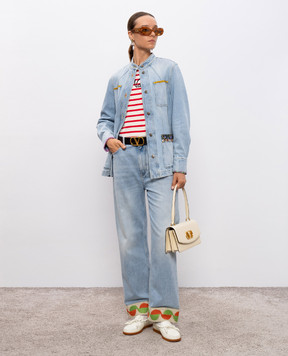 Valentino Голубая джинсовая куртка с эффектом потертости 7B3DC03N94W