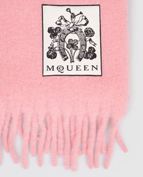 Alexander McQueen Рожевий шарф з вовною альпаки з нашивкою логотипа 8357073E78Q