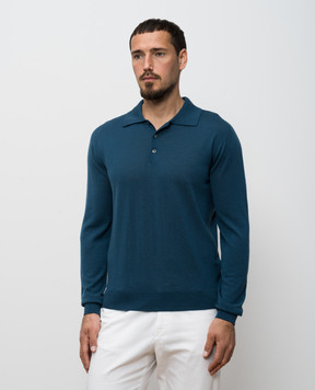Canali Голубое поло из шерсти MK02353C1123