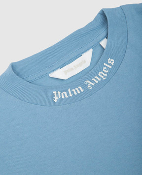 Palm Angels Детская голубая футболка с принтом логотипа PBAA002C99JER002412