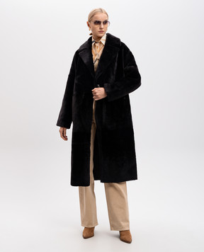 Babe Pay Pls Коричневая двусторонняя дубленка  2419MERINO
