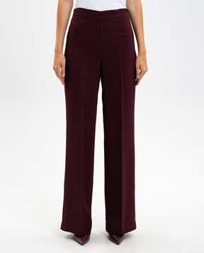 Twinset Бордові штани кльош з логотипом 252TP2591