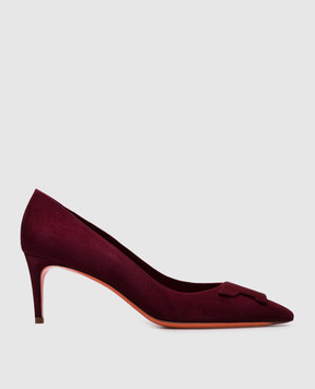 Santoni Замшевые бордовые туфли WDLS71206HI2TMGD
