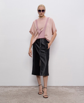 Chloe Чорна шкіряна спідниця міді 16HCJ14