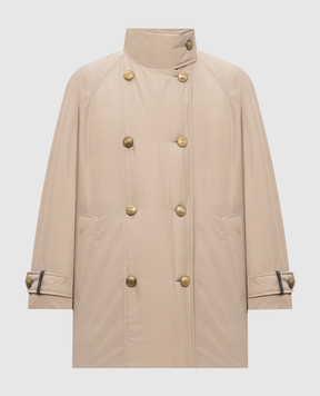 Brunello Cucinelli Бежева двобортна пухова куртка MG5017709