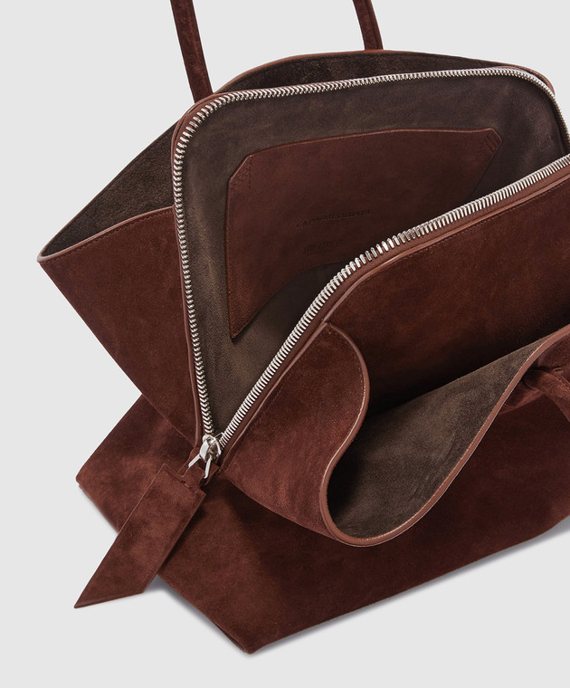 The Attico Коричневая замшевая сумка-тоут La Passeggiata 250WAH00054LBT007AA изображение 4