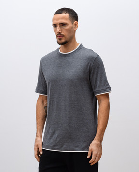 Brunello Cucinelli Серая меланжевая футболка с шелком MD8217427