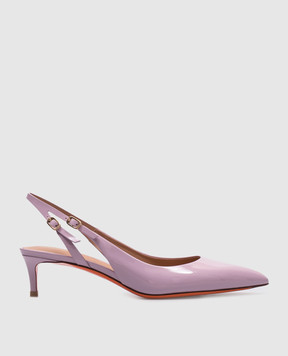 Santoni Фиолетовые кожаные лакированные слингбеки WDLQ71407HA2NVHD
