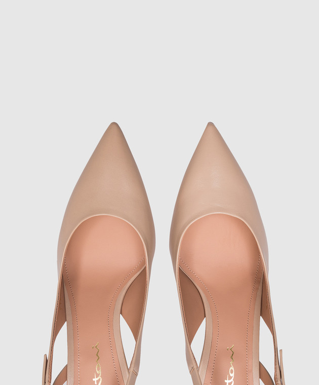 Santoni Бежевые кожаные слингбеки WDID71269HI2NSZA изображение 4