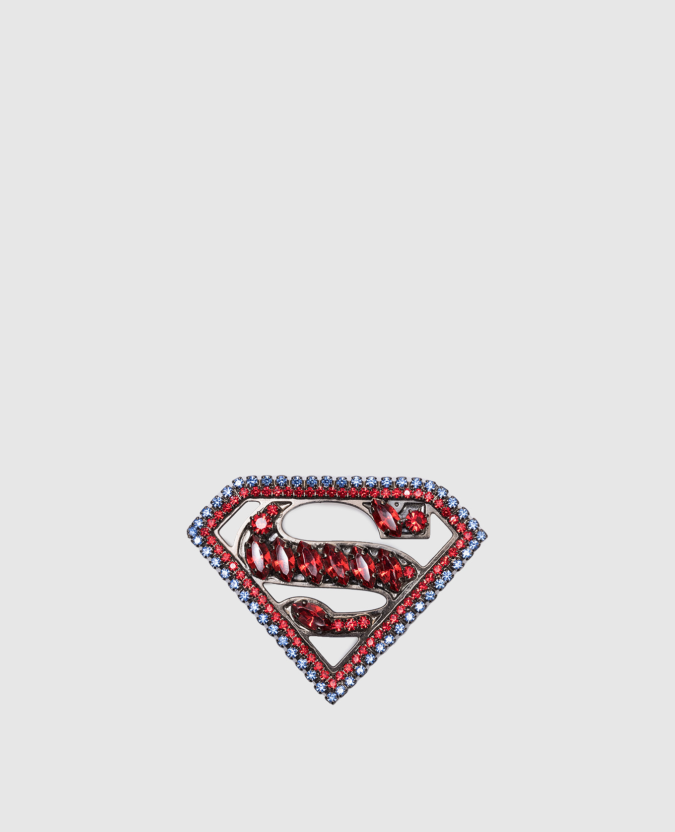 

Серая брошь Superman с кристаллами, Серый, Брошки