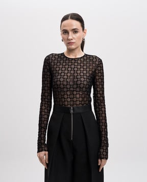 Givenchy Черный боди с фактурной монограммой логотипа с глитером BWB03U20H0