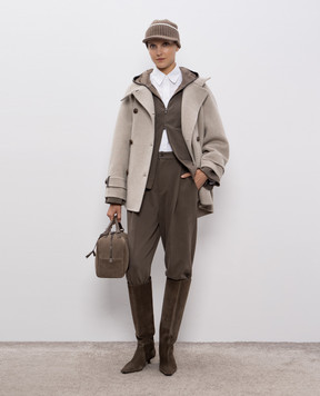 Brunello Cucinelli Коричневая спортивная куртка с цепочкой мониль MN05NSO406