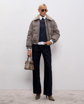 Brunello Cucinelli Синій светр з вовни, кашеміру та шовку M16521800