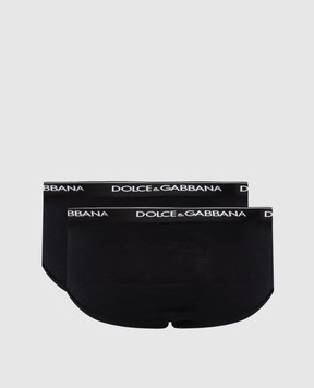 Dolce&Gabbana Набор черных слепых трусов с логотипом. M9C03JONN95