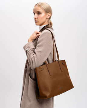 Gianni Chiarini Коричнева шкіряна сумка-тоут Altea з логотипом BS10967RNGDBL
