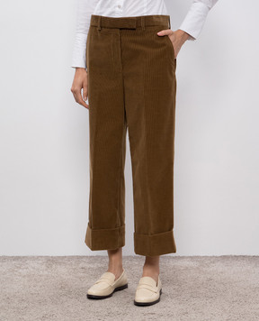 Thom Browne Коричневые вельветовые брюки с отворотами FTC400UF0957