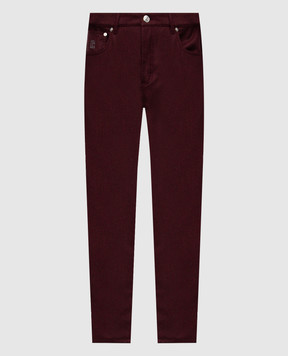 Brunello Cucinelli Бордовые брюки из шерсти с логотипом M038PF1010