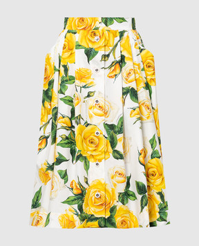 Dolce&Gabbana Белая юбка миди в цветочный принт. F4CFETHS5NO