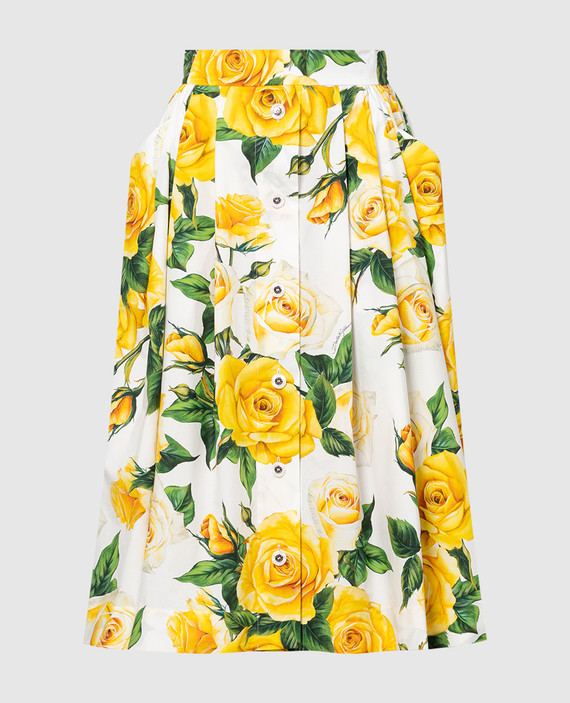 White midi skirt in floral print