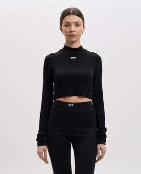 Off-White Черный укороченный лонгслив с логотипом OWAD235C99JER001