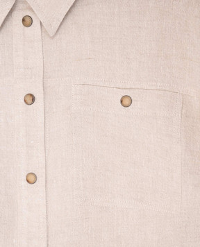 Brunello Cucinelli Дитяча бежева сорочка з льону з люресом BH547S024C