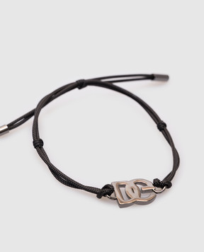 Dolce&Gabbana Чорний браслет-шнурок з монограмою логотипа DG WBR5M2W1111