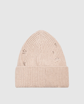 Maison Margiela MM6 Бежевая шапка с шерстью с логотипом SH0TB0001M13138