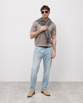Brunello Cucinelli Поло кольору хакі з окантуванням M29800125