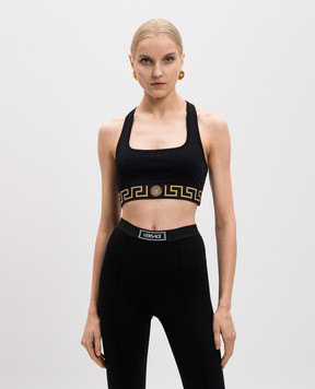 Versace Чорний топ з емблемою логотипа AUD010391A10011