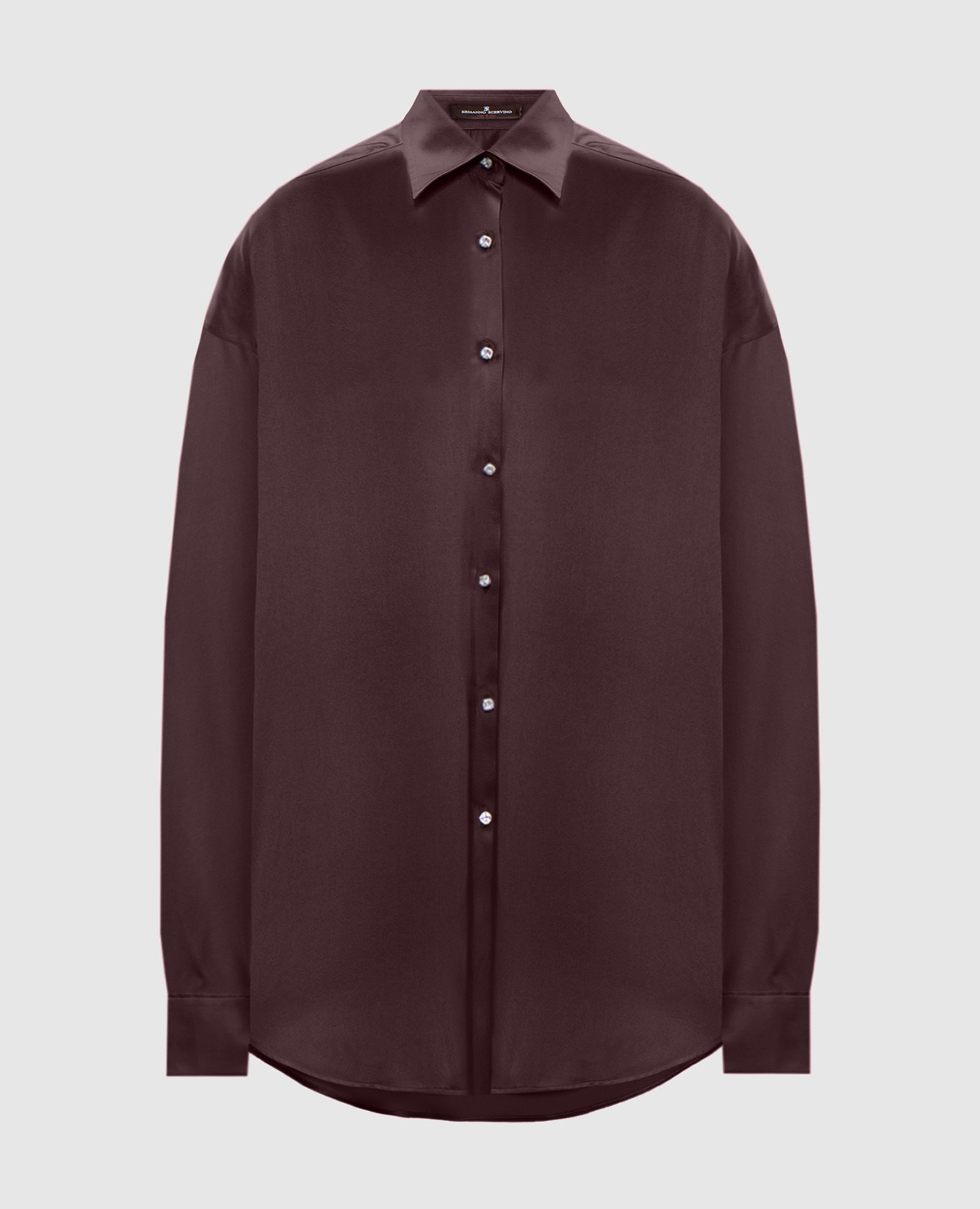 

Коричневая блуза из шелка с кристаллами, Коричневый, Блузы