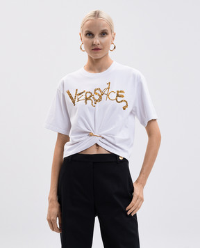 Versace Біла футболка з принтом логотипа 10183841A16340