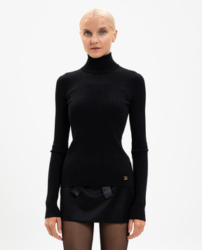 Dolce&Gabbana Чорний гольф в рубчик з вовною FXW34TJDVDC