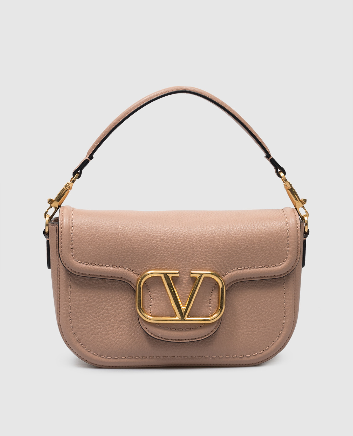 VLogo pink leather messenger bag