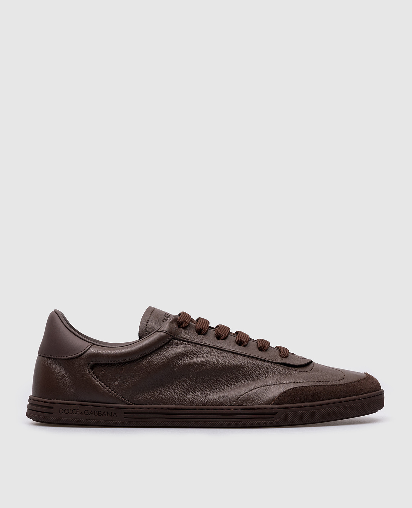 Brown leather trainers with logo