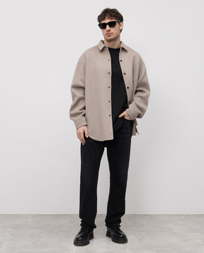 Fear of God Серая рубашка из шерсти и кашемира с патчем логотипа FGE230330DWC