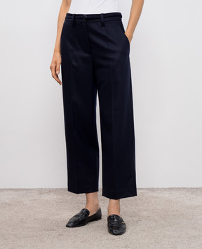 Brunello Cucinelli Сині штани Straight Crop з вовни M038PP9052