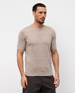 Brunello Cucinelli Бежевая футболка с леном M2L00340