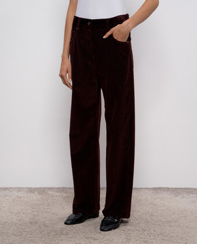 Brunello Cucinelli Коричневі вельветові штани з ланцюжком моніль MA180P9075