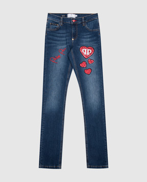 Philipp Plein Детские синие джинсы с пайетками GDT0030