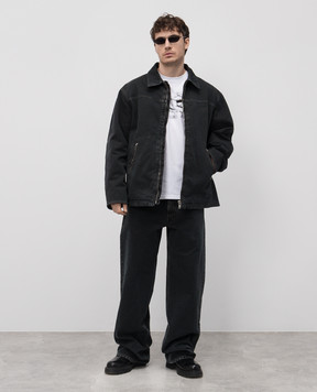 Maison Margiela MM6 Чорна джинсова куртка з логотипом SH0AM0041M35249