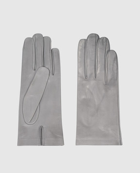 Sermoneta Gloves Блакитні шкіряні рукавички з розрізом 301B2BT