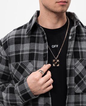 Off-White Серебристое кольцо с логотипом OMOC07AC99MET001