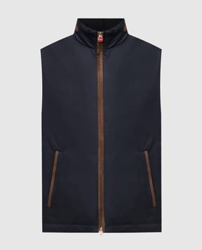 Kiton Синій жилет з контрастним окантуванням UW2140V0834F