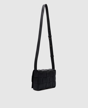 Bottega Veneta Чорна шкіряна сумка Cassette з плетінням Intrecciatio 578004VMAY1