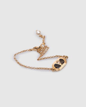 Valentino Золотистий браслет з перлиною Swarovski з металевою емблемою логотипа Vlogo 6W2J0X89NBS
