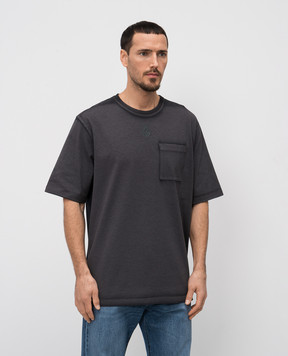 Alexander McQueen Сіра футболка з вишивкою емблеми логотипа 815068QTAC6