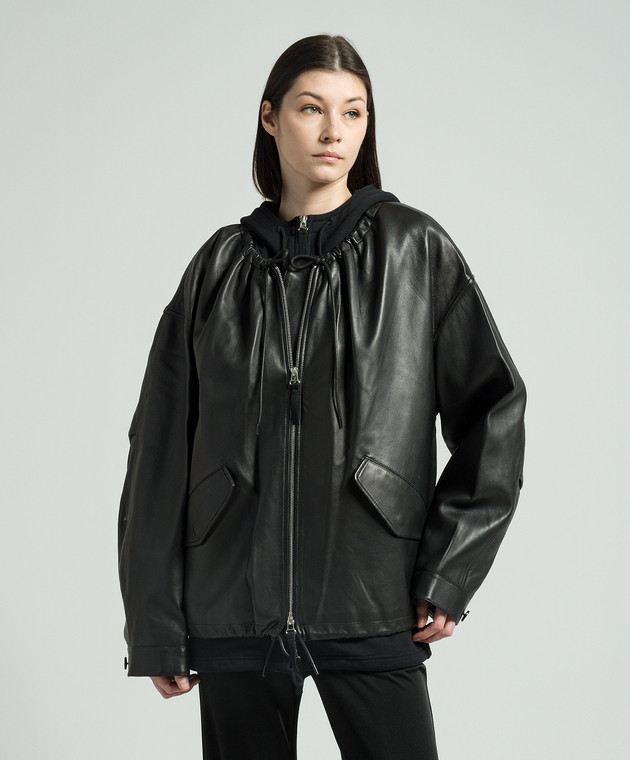 Helmut Lang - Черная кожаная куртка O01HW114 купить в Symbol
