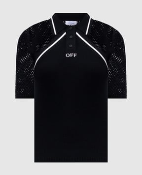 Off-White Черное поло с вышивкой логотипа OWHV003S25KNI001