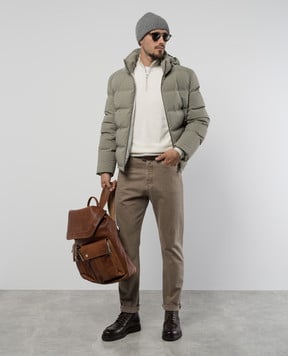 Brunello Cucinelli Зелений стьобаний пуховик MM4911836