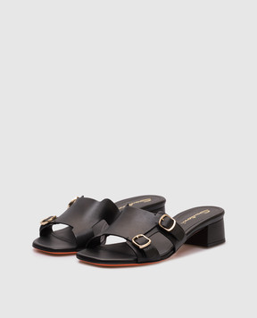 Santoni Черные кожаные мюли WHVC70987HA2TLGA